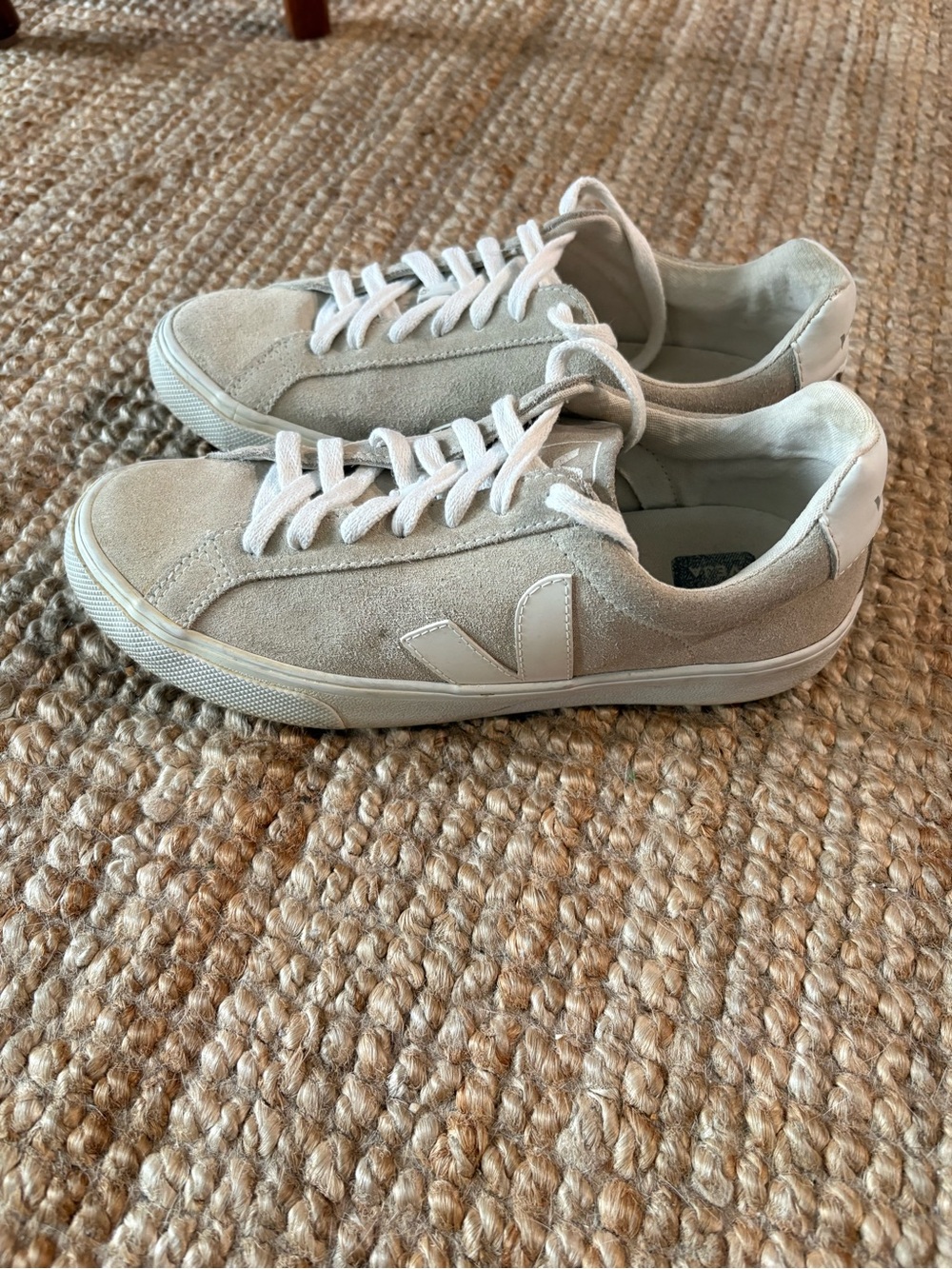 Veja Woman Suede Low-Top Sneakers in Light Tan - Picture 3 of 6